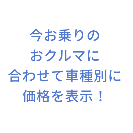 車種別価格もお客さまの車種に合わせて価格表示！